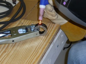 Test welding on spare coupler piece