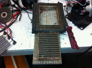 Original heater core with center cut out